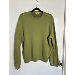 Tricots St. Raphael Sweater Men's Medium Green 100% Merino Wool Crewneck Ribbed